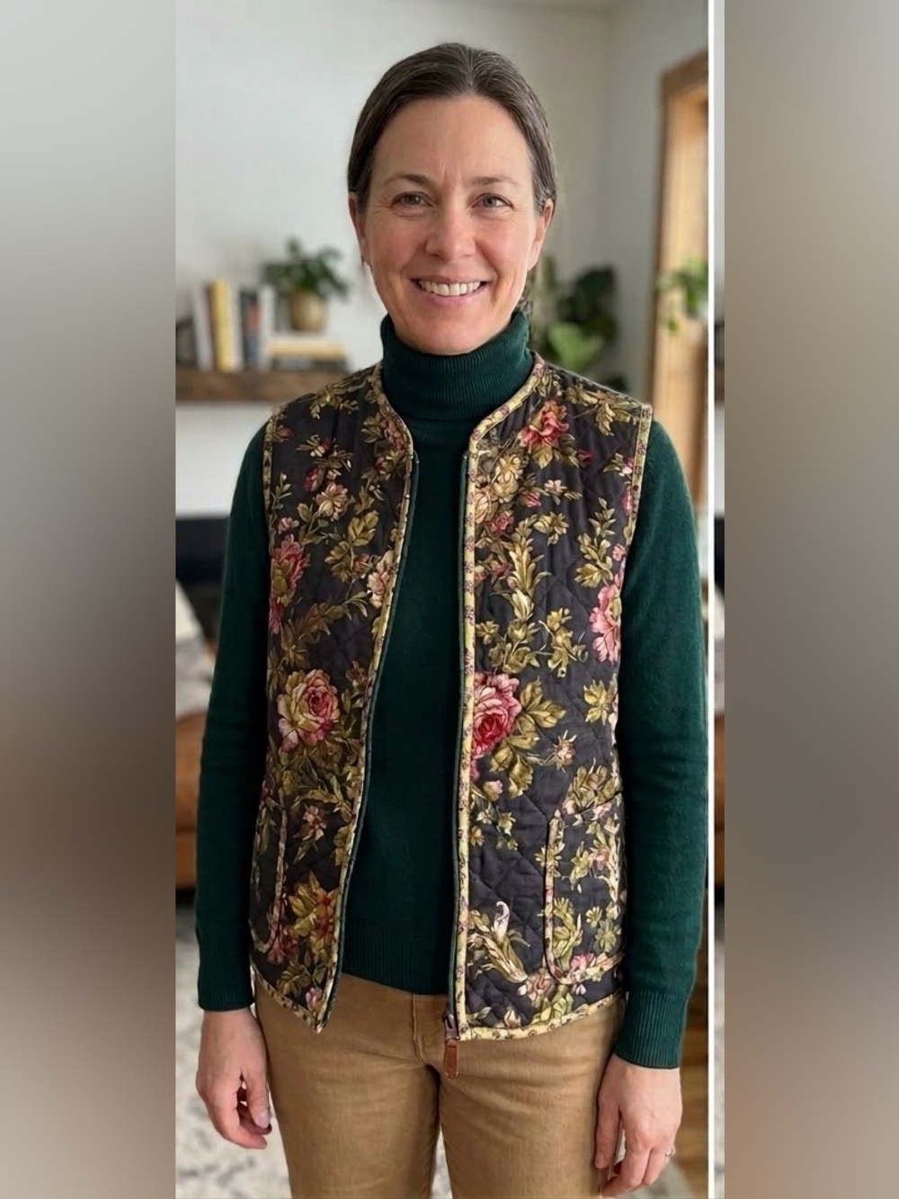 Vintage Orvis Floral Quilted Reversible Vest | Full Zip Sleeveless Jacket